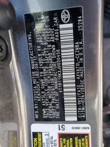 4T1B11HKXJU020456 - 2018 TOYOTA CAMRY L GRAY photo 12