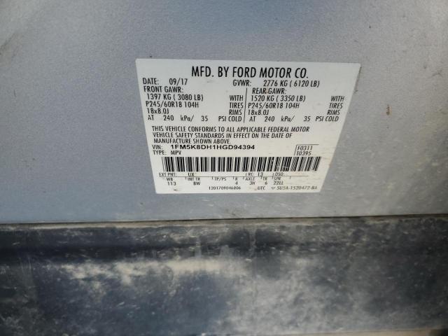 1FM5K8DH1HGD94394 - 2017 FORD EXPLORER XLT 银色 照片 13