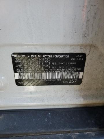 JA4AR3AU0KU031168 - 2019 MITSUBISHI OUTLANDER SPORT ES WHITE photo 12