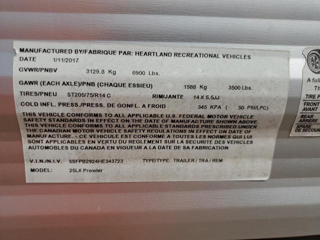 5SFPB2924HE343723 - 2017 HEARTLAND GATEWAY 灰色 照片 10