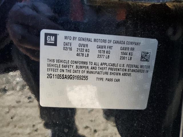 2G1105SA9G9169255 - 2016 CHEVROLET IMPALA LT BLACK photo 12