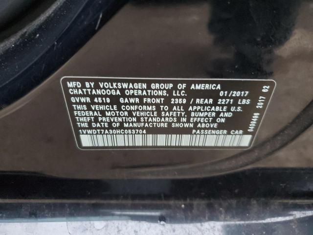 1VWDT7A30HC053704 - 2017 VOLKSWAGEN PASSAT R-LINE Schwarz Foto 12