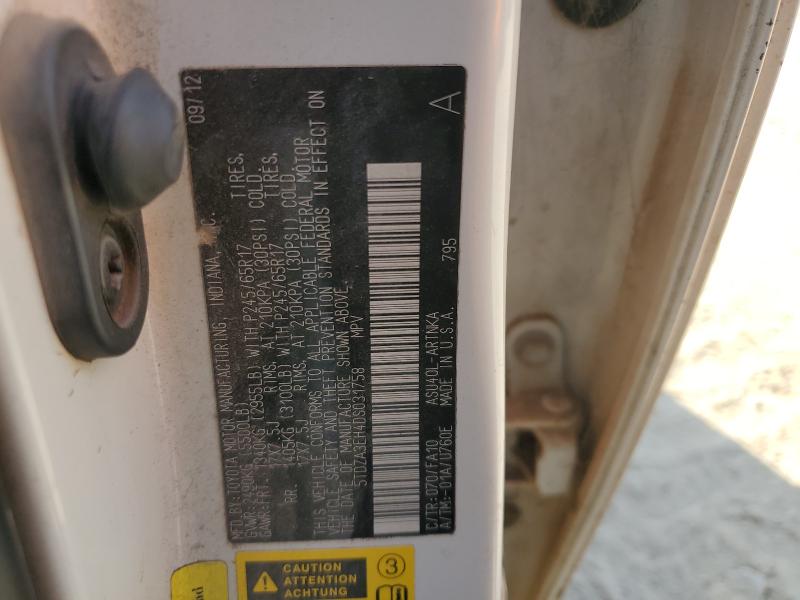 5TDZA3EH4DS031758 - 2013 TOYOTA HIGHLANDER BASE თეთრი ფოტო 12