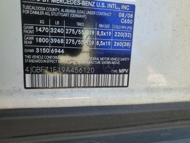 4JGBF71E19A456120 - 2009 MERCEDES-BENZ GL 450 4MATIC WHITE photo 13