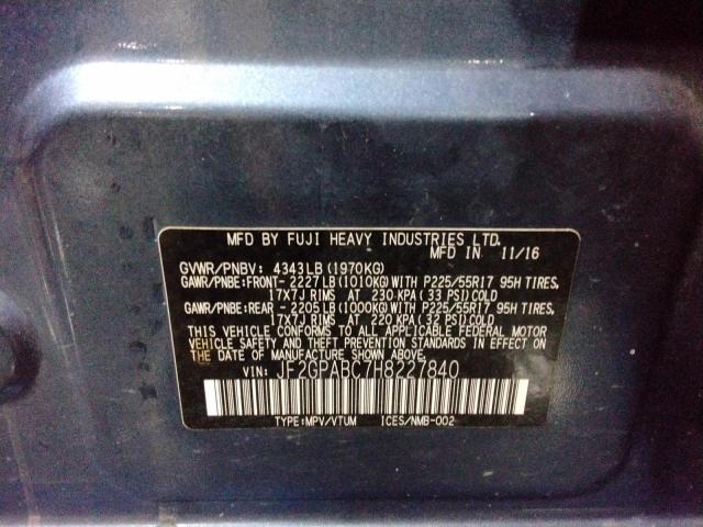 JF2GPABC7H8227840 - 2017 SUBARU CROSSTREK PREMIUM BLUE photo 13