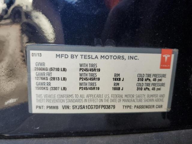 5YJSA1CG7DFP03879 - 2013 TESLA MODEL S Mavi foto 12