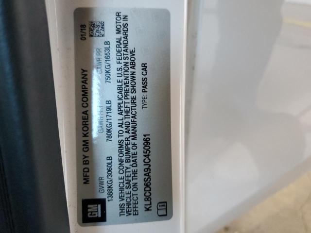 KL8CD6SA9JC450961 - 2018 CHEVROLET SPARK 1LT WHITE photo 12