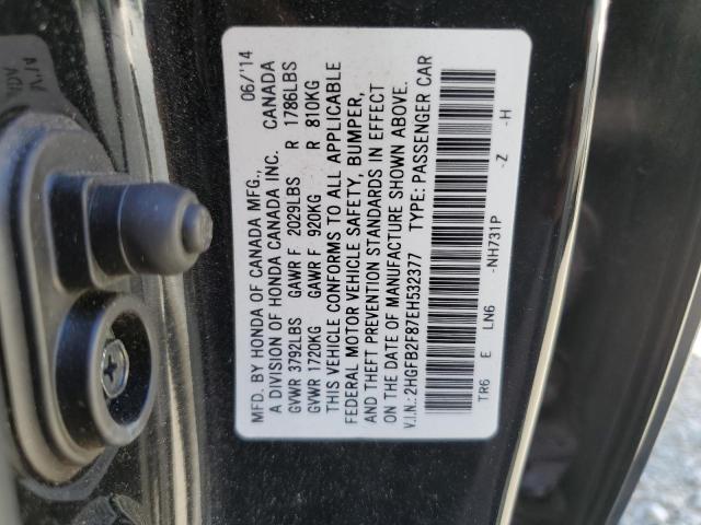 2HGFB2F87EH532377 - 2014 HONDA CIVIC EX BLACK photo 12
