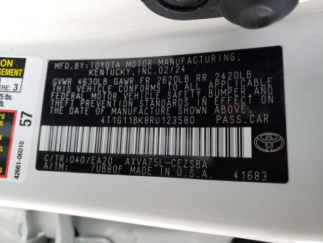 4T1G11BK8RU123580 - 2024 TOYOTA CAMRY SE NIGHT SHADE WHITE photo 13