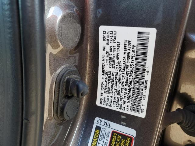 5J6RM4H56CL043936 - 2012 HONDA CR-V EX GRAY photo 12