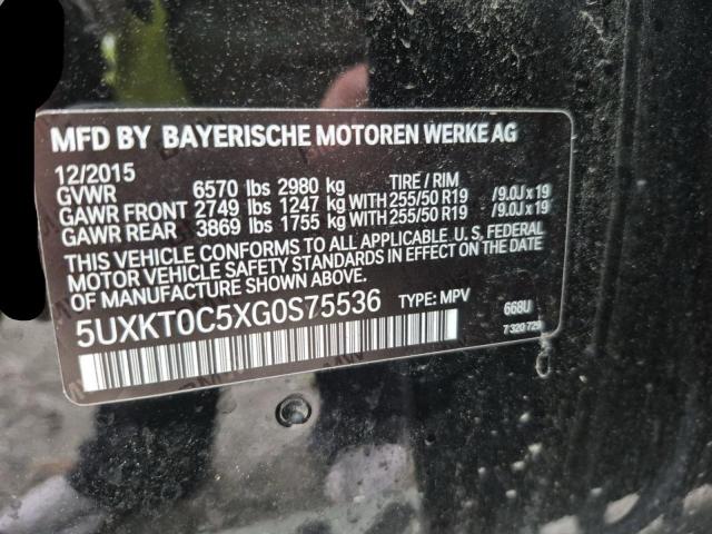 5UXKT0C5XG0S75536 - 2016 BMW X5 XDR40E BLACK photo 10