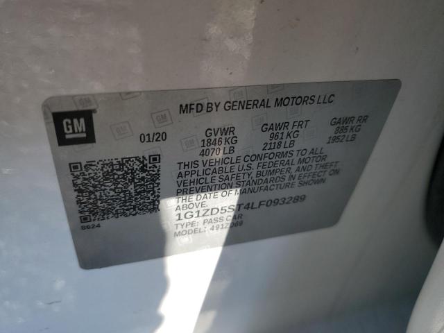 1G1ZD5ST4LF093289 - 2020 CHEVROLET MALIBU LT WHITE photo 12