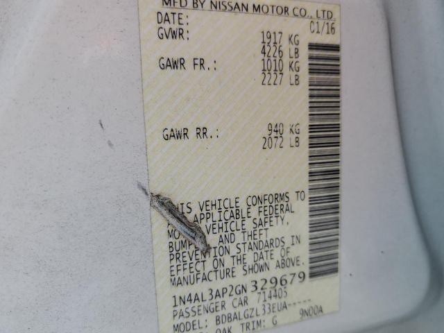 1N4AL3AP2GN329679 - 2016 NISSAN ALTIMA 2.5 Ақ фото 12