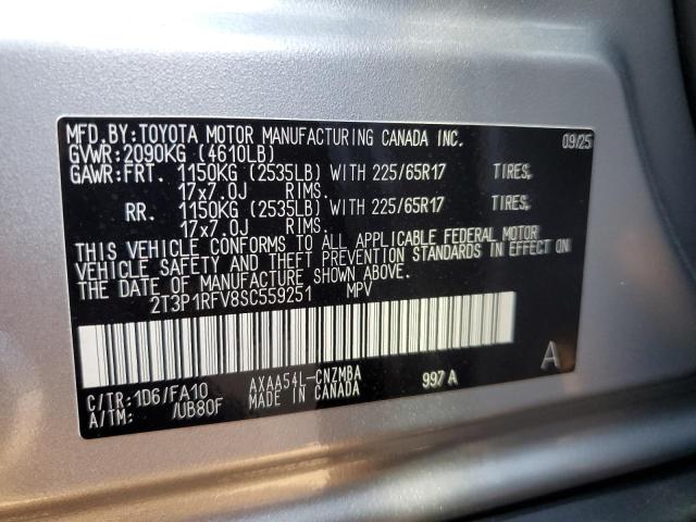 2T3P1RFV8SC559251 - 2025 TOYOTA RAV4 XLE SILVER photo 13