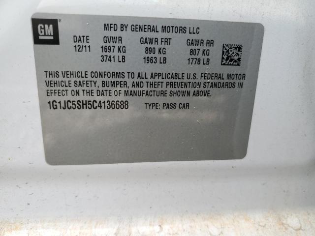 1G1JC5SH5C4136688 - 2012 CHEVROLET SONIC LT WHITE photo 12