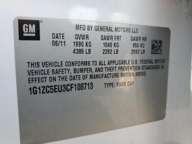 1G1ZC5EU3CF108713 - 2012 CHEVROLET MALIBU 1LT WHITE photo 12