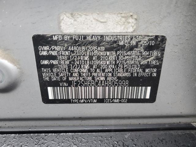 JF2SH6BC4AH805998 - 2010 SUBARU FORESTER XS Күміс фото 13