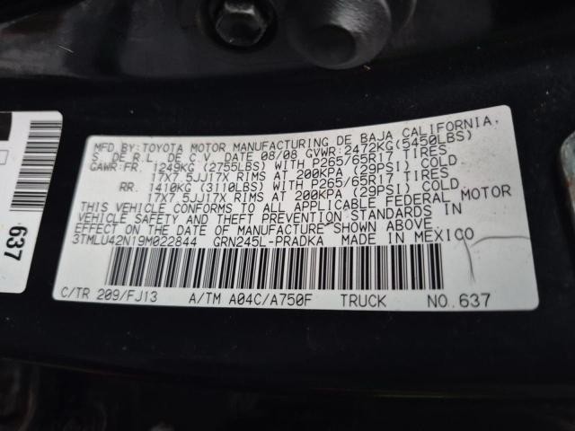 3TMLU42N19M022844 - 2009 TOYOTA TACOMA DOUBLE CAB BLACK photo 10
