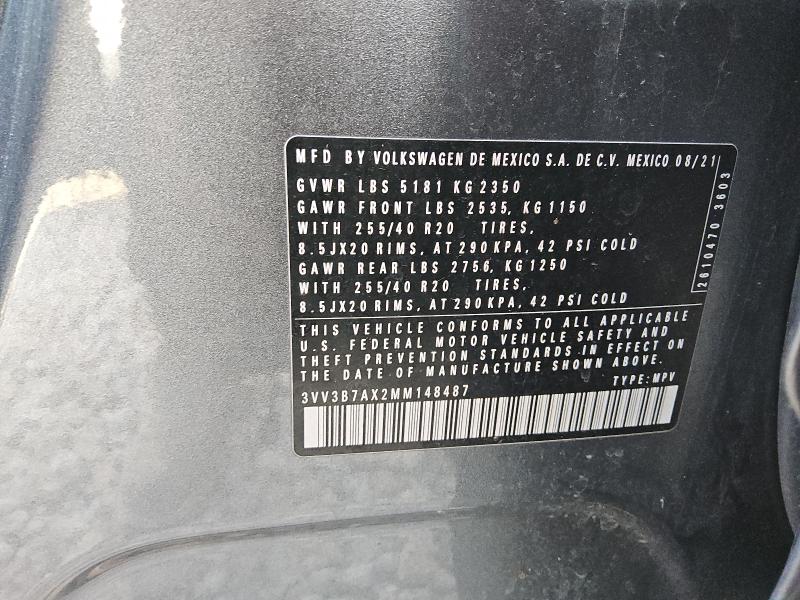 3VV3B7AX2MM148487 - 2021 VOLKSWAGEN TIGUAN SE Boz foto 13
