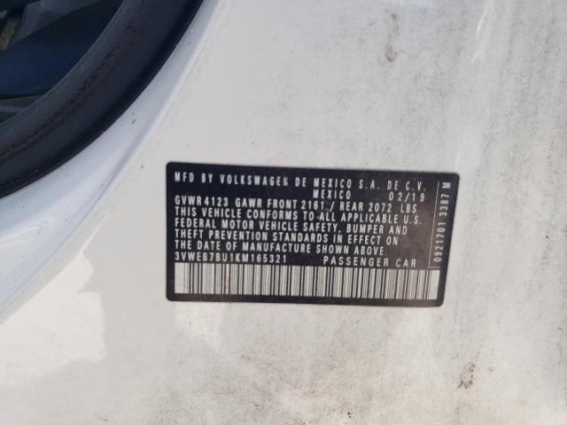 3VWEB7BU1KM165321 - 2019 VOLKSWAGEN JETTA SEL Biały zdjęcie 12