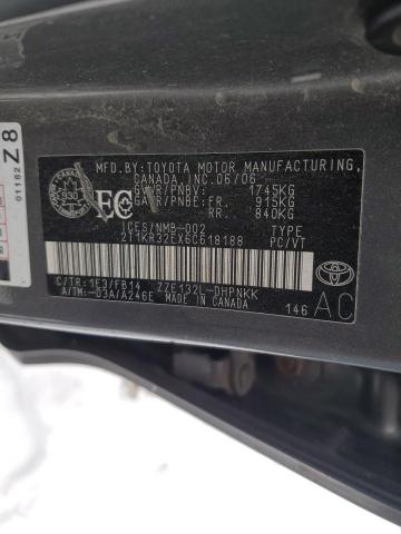 2T1KR32EX6C618188 - 2006 TOYOTA COROLLA MA XR GRAY photo 12