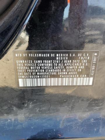 3VWC57BU2KM123321 - 2019 VOLKSWAGEN JETTA S 黑色 照片 12