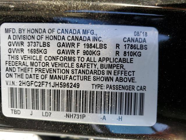 2HGFC2F71JH596249 - 2018 HONDA CIVIC EX Qara foto 13