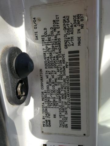 JTEZU14RX48016428 - 2004 TOYOTA 4RUNNER SR5 WHITE photo 13
