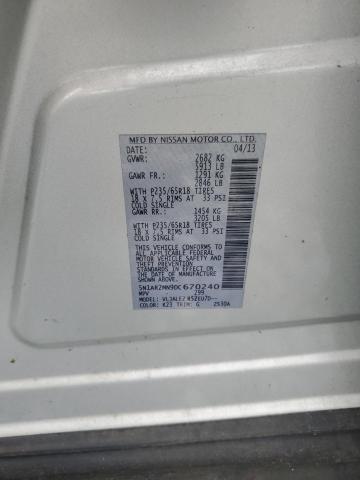 5N1AR2MN9DC670240 - 2013 NISSAN PATHFINDER S SILVER photo 13