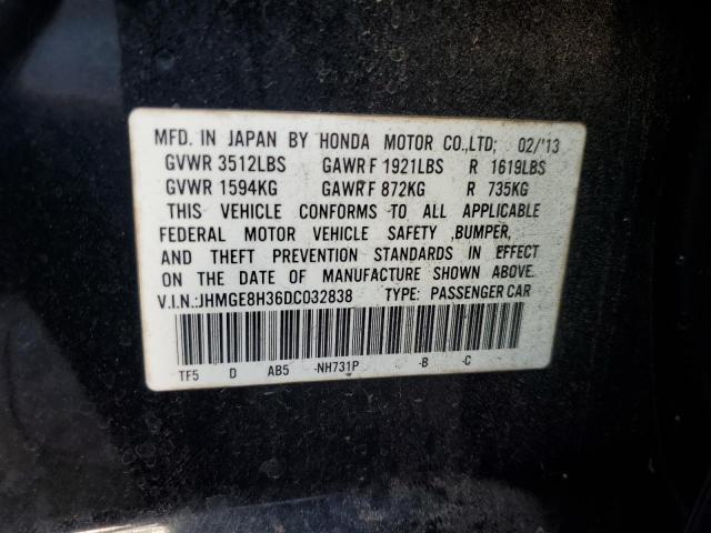 JHMGE8H36DC032838 - 2013 HONDA FIT BLACK photo 12