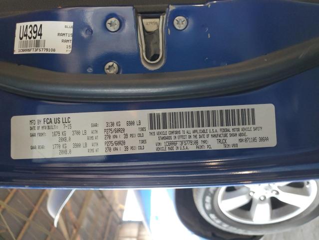 1C6RR6FT3FS779108 - 2015 RAM 1500 ST BLUE photo 12