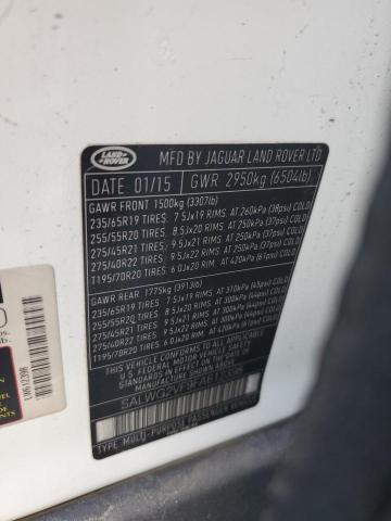 SALWG2VF9FA612398 - 2015 LAND ROVER RANGE ROVE SE WHITE photo 13