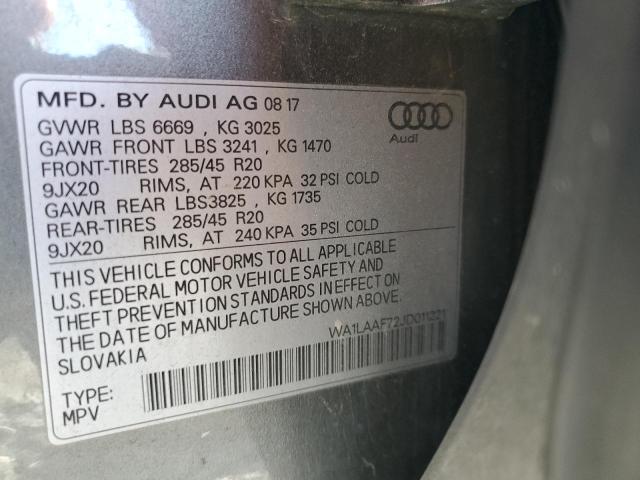 WA1LAAF72JD011221 - 2018 AUDI Q7 PREMIUM PLUS Серый фото 13