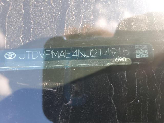 JTDVPMAE4NJ214915 - 2022 TOYOTA COROLLA LE BLACK photo 12