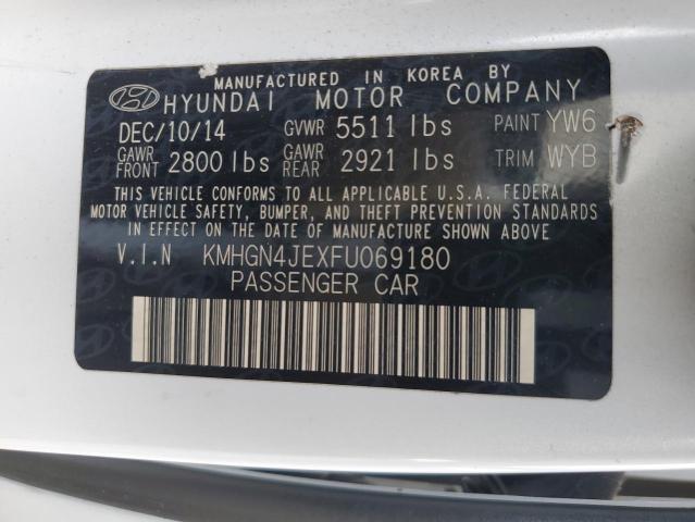 KMHGN4JEXFU069180 - 2015 HYUNDAI GENESIS 3.8L 白色 照片 12