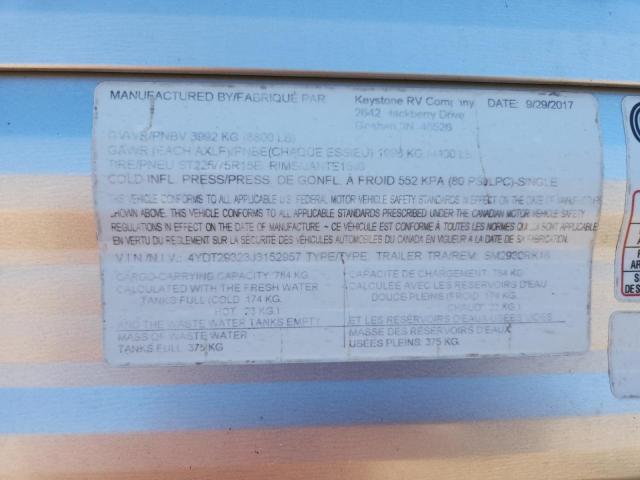 4YDT29323J3152957 - 2018 KYRV SUMMERLAND ორფეროვანი ფოტო 10