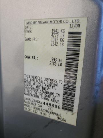 1N4AL2AP8AN448886 - 2010 NISSAN ALTIMA BASE SILVER photo 12