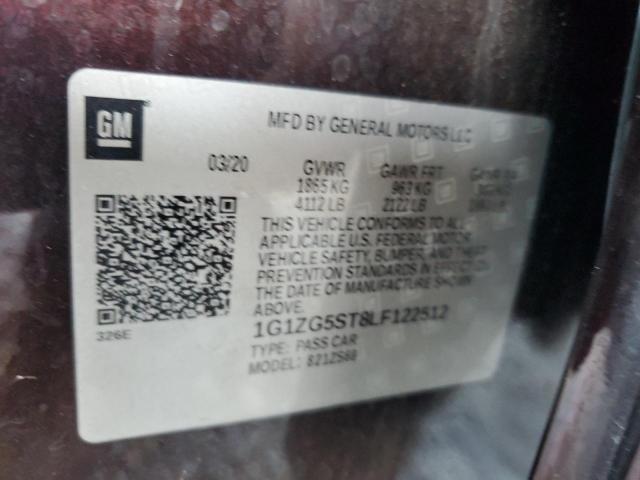 1G1ZG5ST8LF122512 - 2020 CHEVROLET MALIBU RS 勃艮第红 照片 12