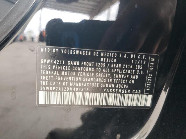 3VWDP7AJ2DM403815 - 2013 VOLKSWAGEN JETTA SE أسود صورة 12