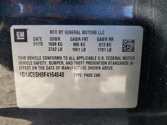 1G1JC5SH8F4164540 - 2015 CHEVROLET SONIC LT BLACK photo 12