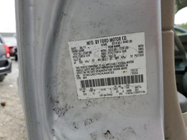 1FMCU0C73CKA04722 - 2012 FORD ESCAPE XLS SILVER photo 13