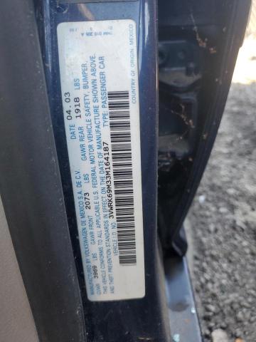 3VWRK69M33M164187 - 2003 VOLKSWAGEN JETTA GL BLUE photo 12