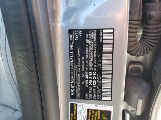 55SWF4JB5GU130012 - 2016 MERCEDES-BENZ C 300 ნაცრისფერი ფოტო 13