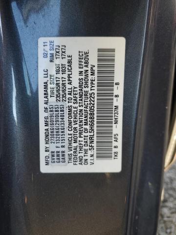 5FNRL5H66BB052225 - 2011 HONDA ODYSSEY EXL GRAY photo 13
