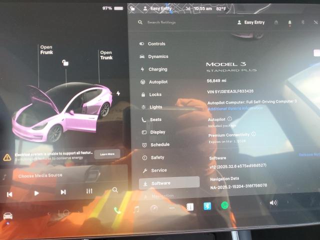 5YJ3E1EA3LF633426 - 2020 TESLA MODEL 3 Blanc photo 9