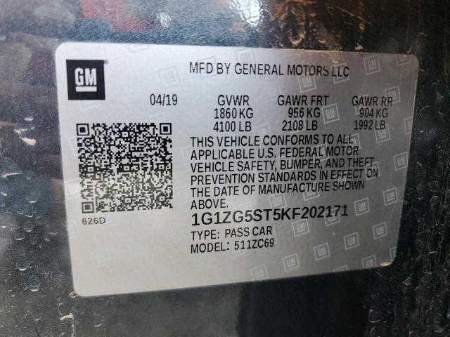 1G1ZG5ST5KF202171 - 2019 CHEVROLET MALIBU RS 灰色 照片 12