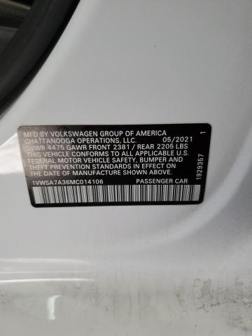 1VWSA7A36MC014106 - 2021 VOLKSWAGEN PASSAT SE WHITE photo 13