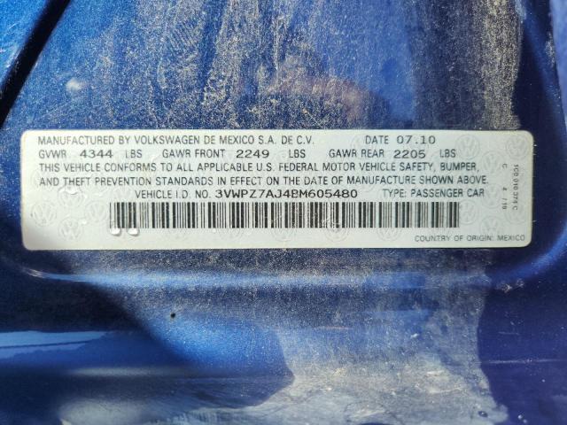 3VWPZ7AJ4BM605480 - 2011 VOLKSWAGEN JETTA S ლურჯი ფოტო 13