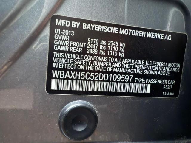 WBAXH5C52DD109597 - 2013 BMW 528 XI CHARCOAL photo 10