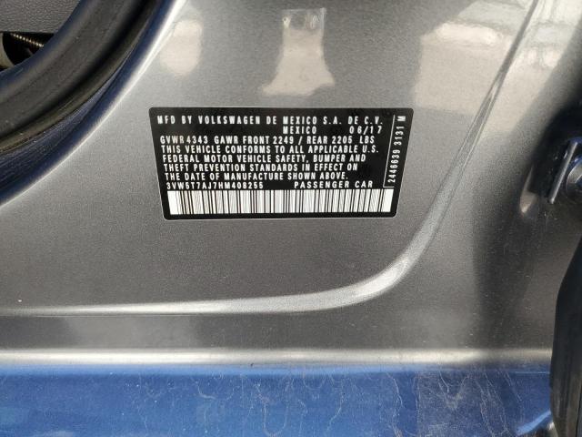 3VW5T7AJ7HM408255 - 2017 VOLKSWAGEN JETTA GLI ნაცრისფერი ფოტო 12